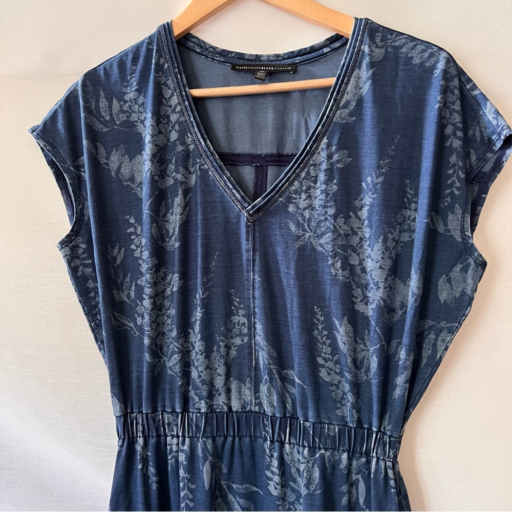 White House Black Market Denim Like Lyocell Blend Floral Maxi Dress